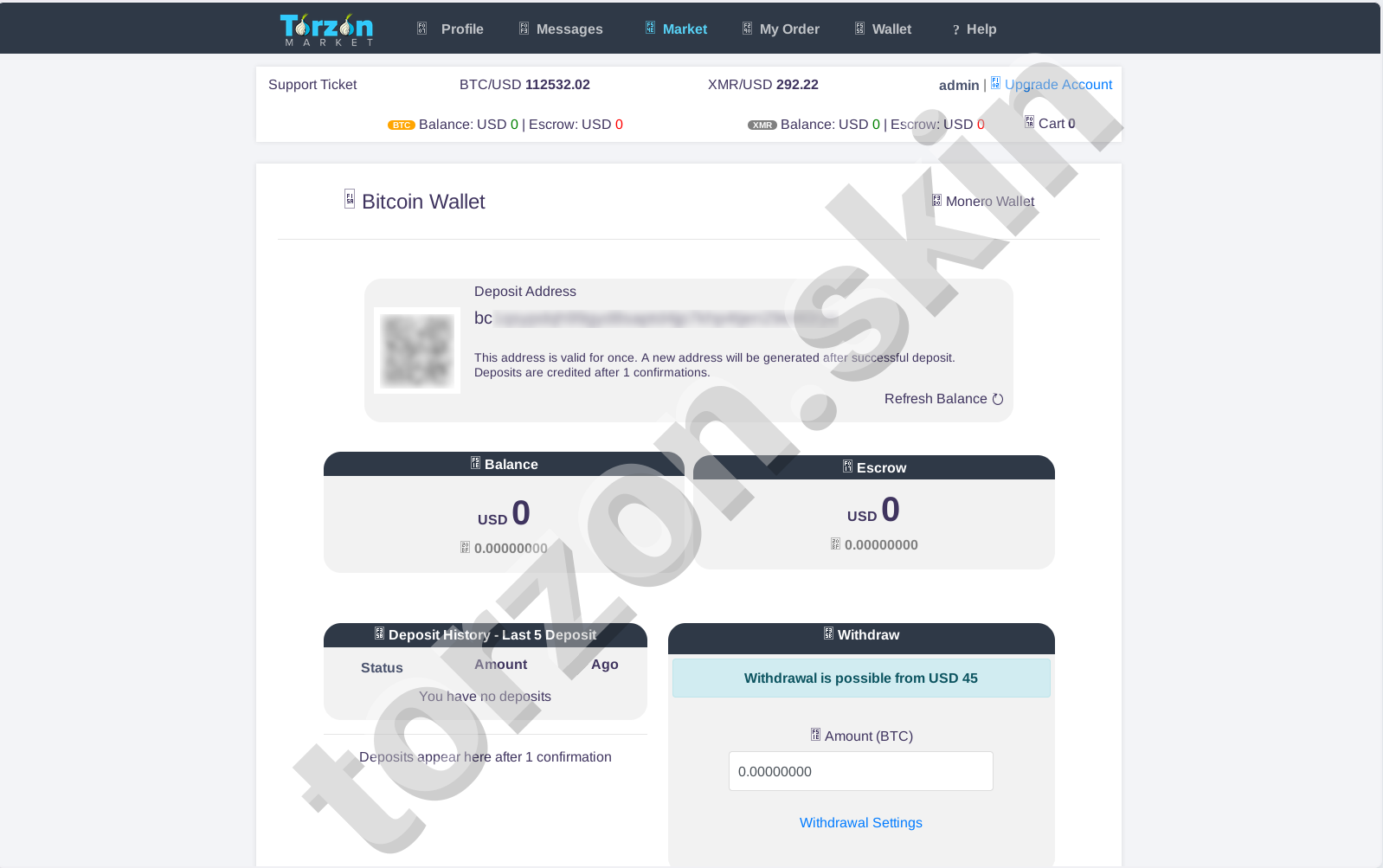 Torzon Market Bitcoin Payment Integration