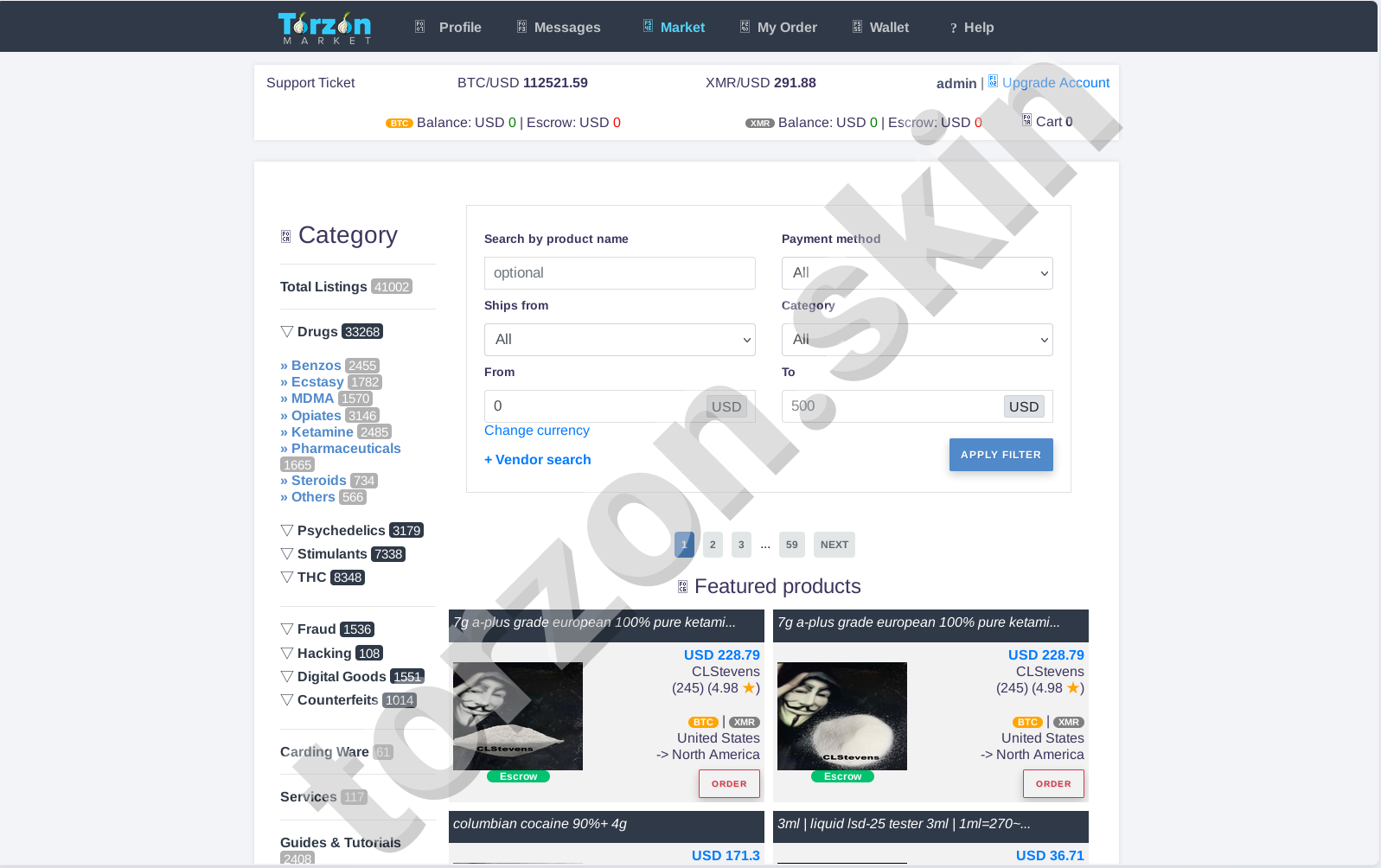 Torzon Darknet Market Product Listing Page